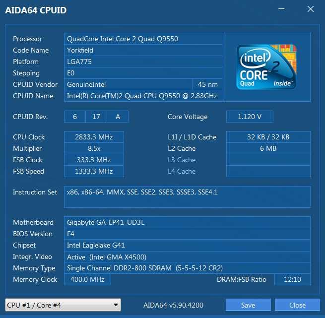 Intel Quad Q9550 2,83 GHz, s775