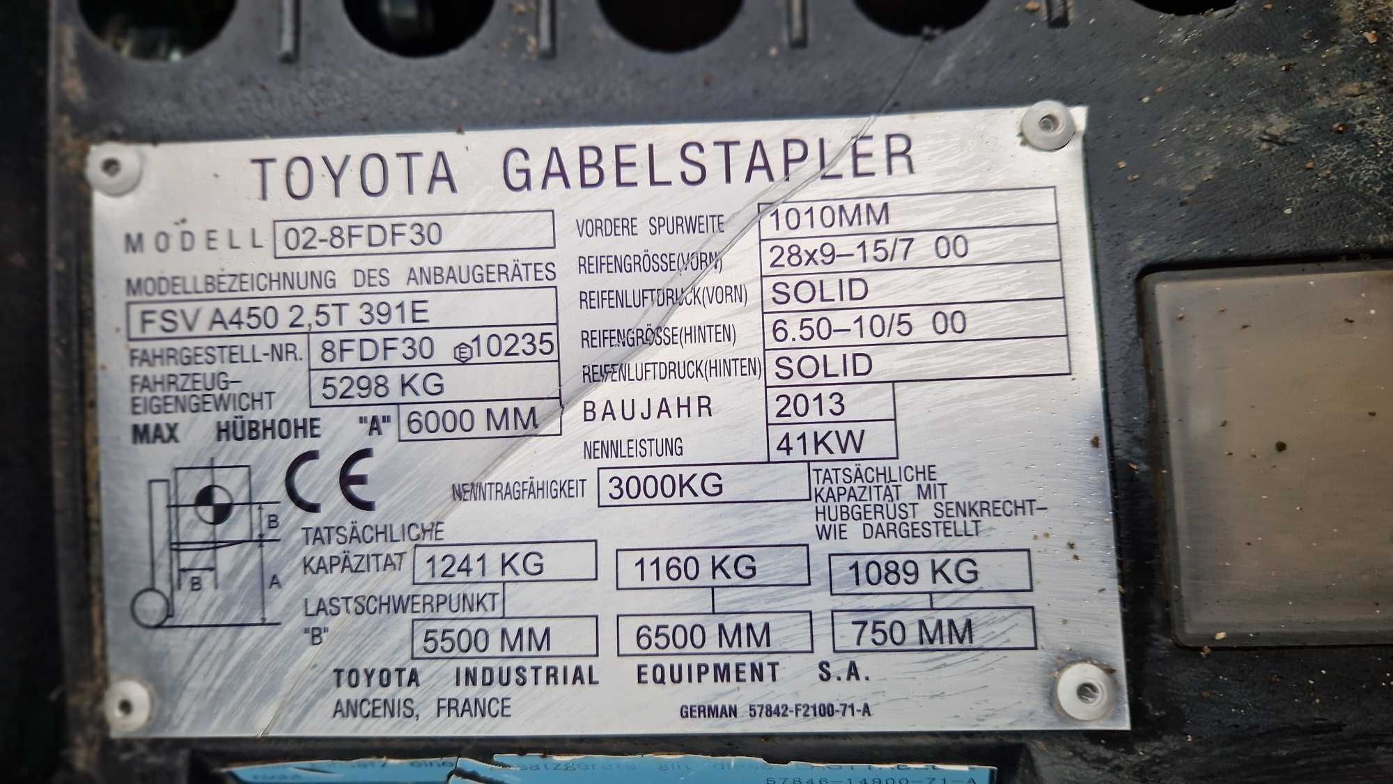 wózek widłowy Toyota 02-8FDF30 13r części skrzynia maszt most koła