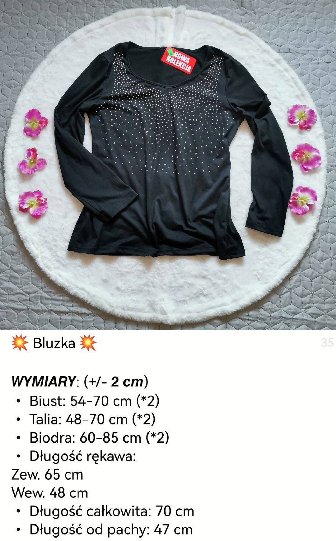 Bluzka czarna z cyrkoniami