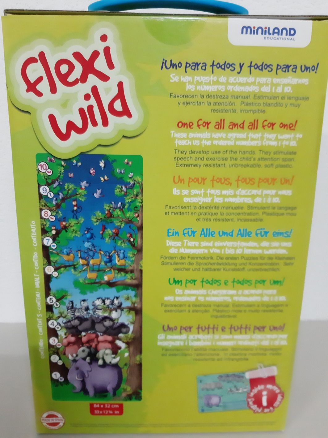 Puzzle Flexi Wild Miniland 2 a 6 anos Novo