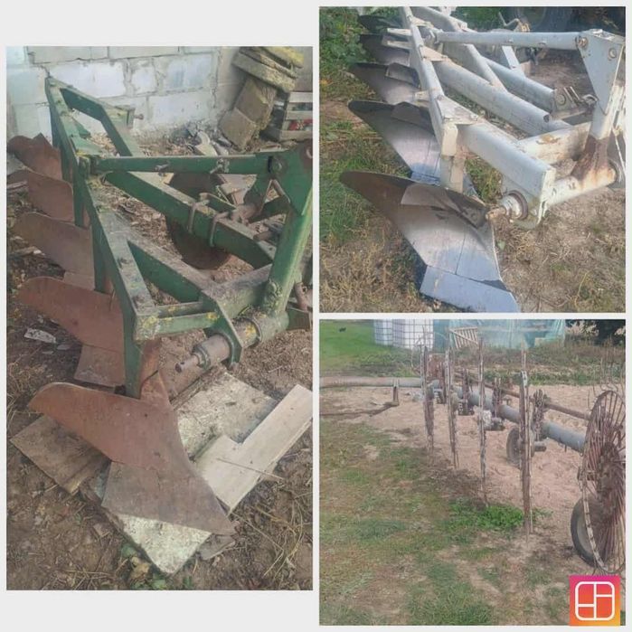 Pług 5 zagonowy Grudziądzki .  zgrabiarka  przewracarka