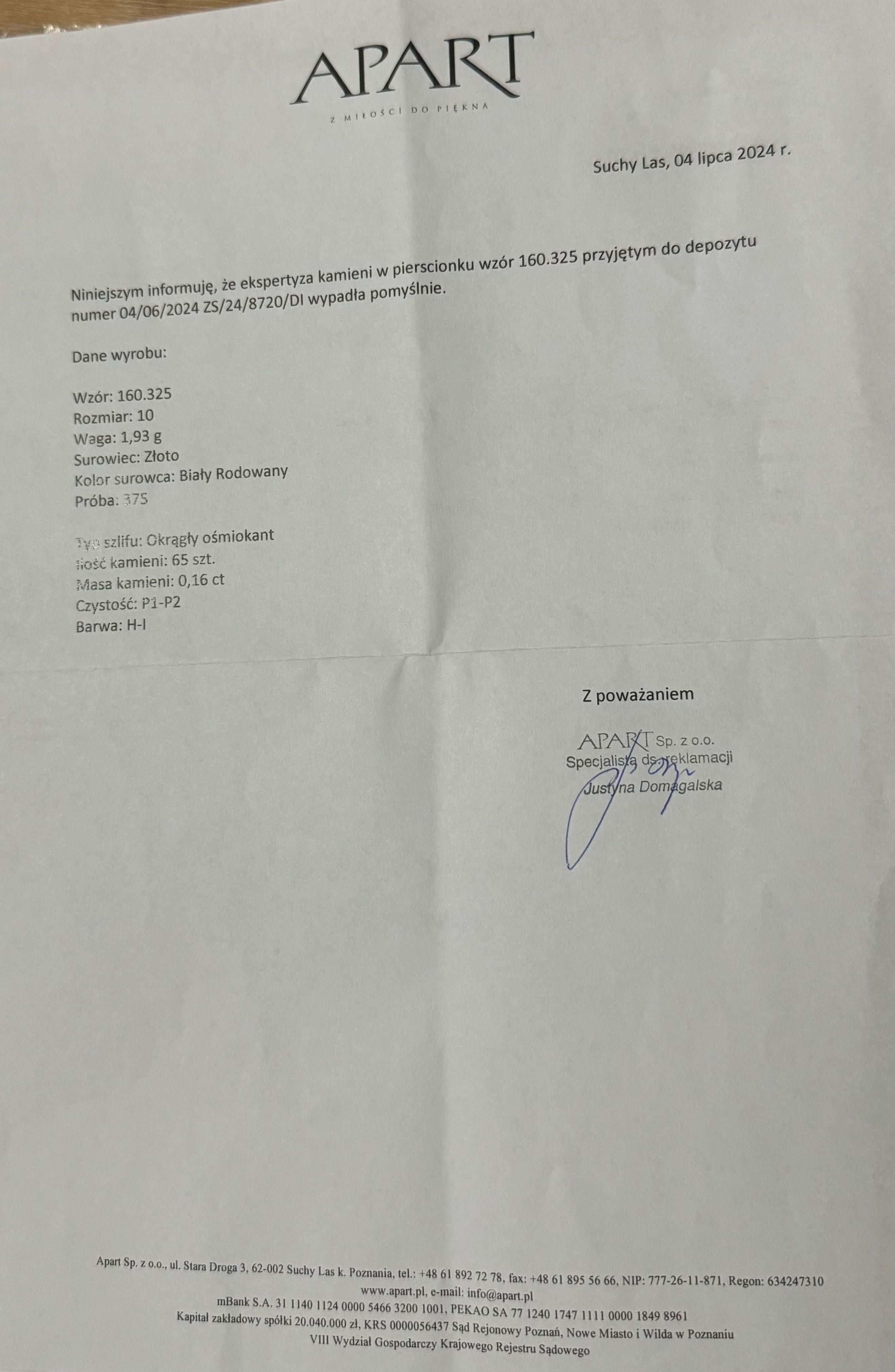 Pierścionek z białego złota z diamentami