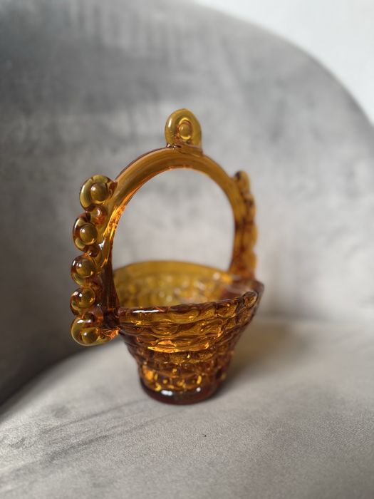 Цукерниця/ ваза для солодощів/ цукерниця з чеського скла/скляний кошик