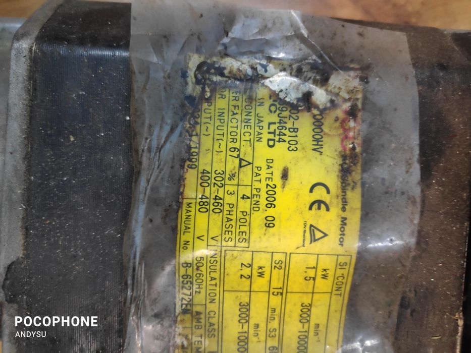 Silnik elektryczny wrzeciona Fanuk  2,2 kW.