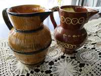 2 jarros rústicos p/ vinho, bebidas em cerâmica dos anos 70 Alt 20 cm
