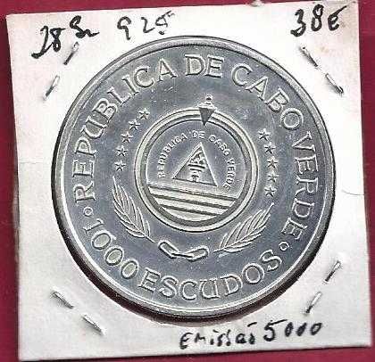 MOEDA   Ex-Colonia  Cabo Verde 1.000 Esc  Tordesilhas    Prata