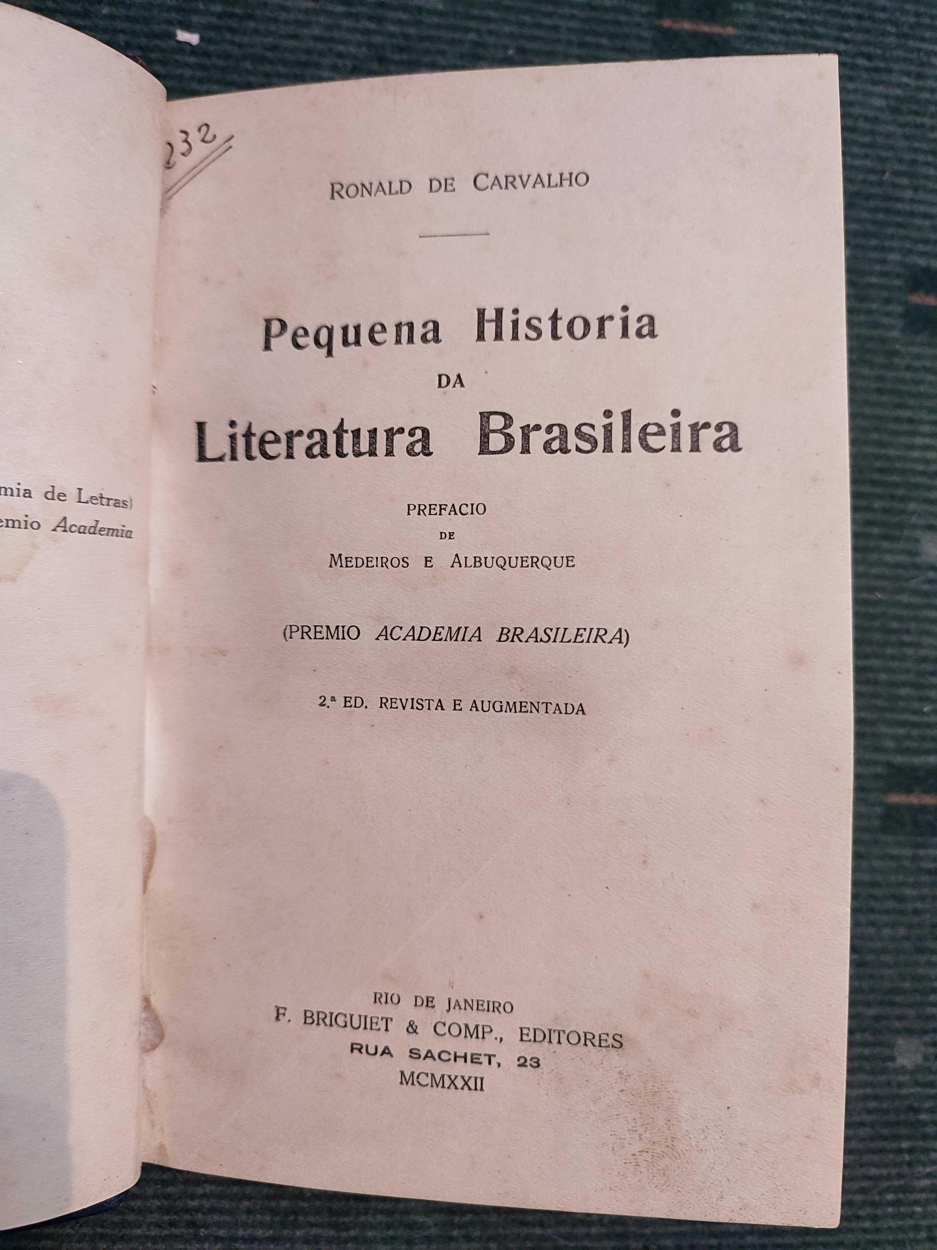 Pequena História da Literatura Brasileira - Ronald de Carvalho, 1922