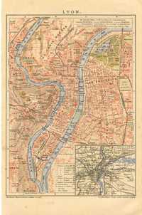 Lyon  oryginalny XIX w. plan miasta