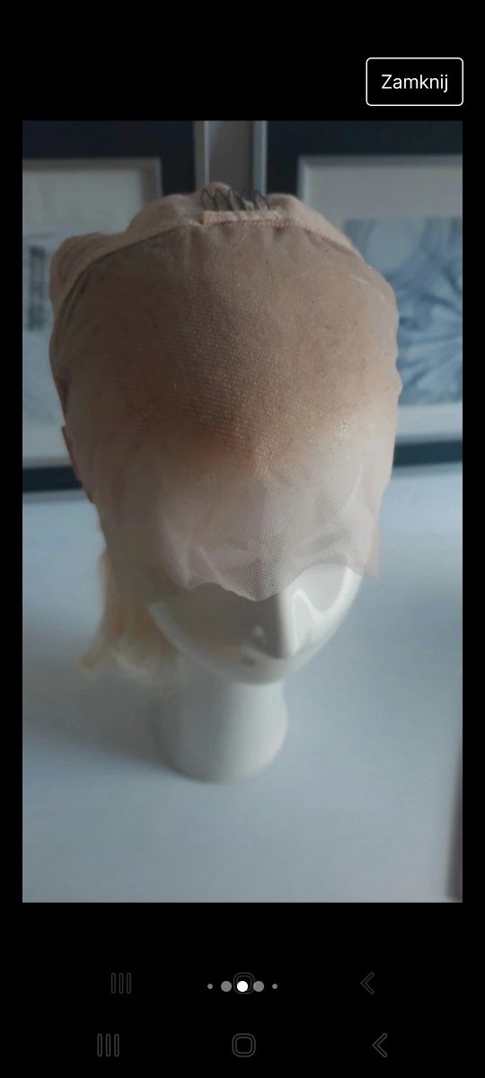 Peruk 100% ludzkie włosy na czepku  jasny blond bob siateczka