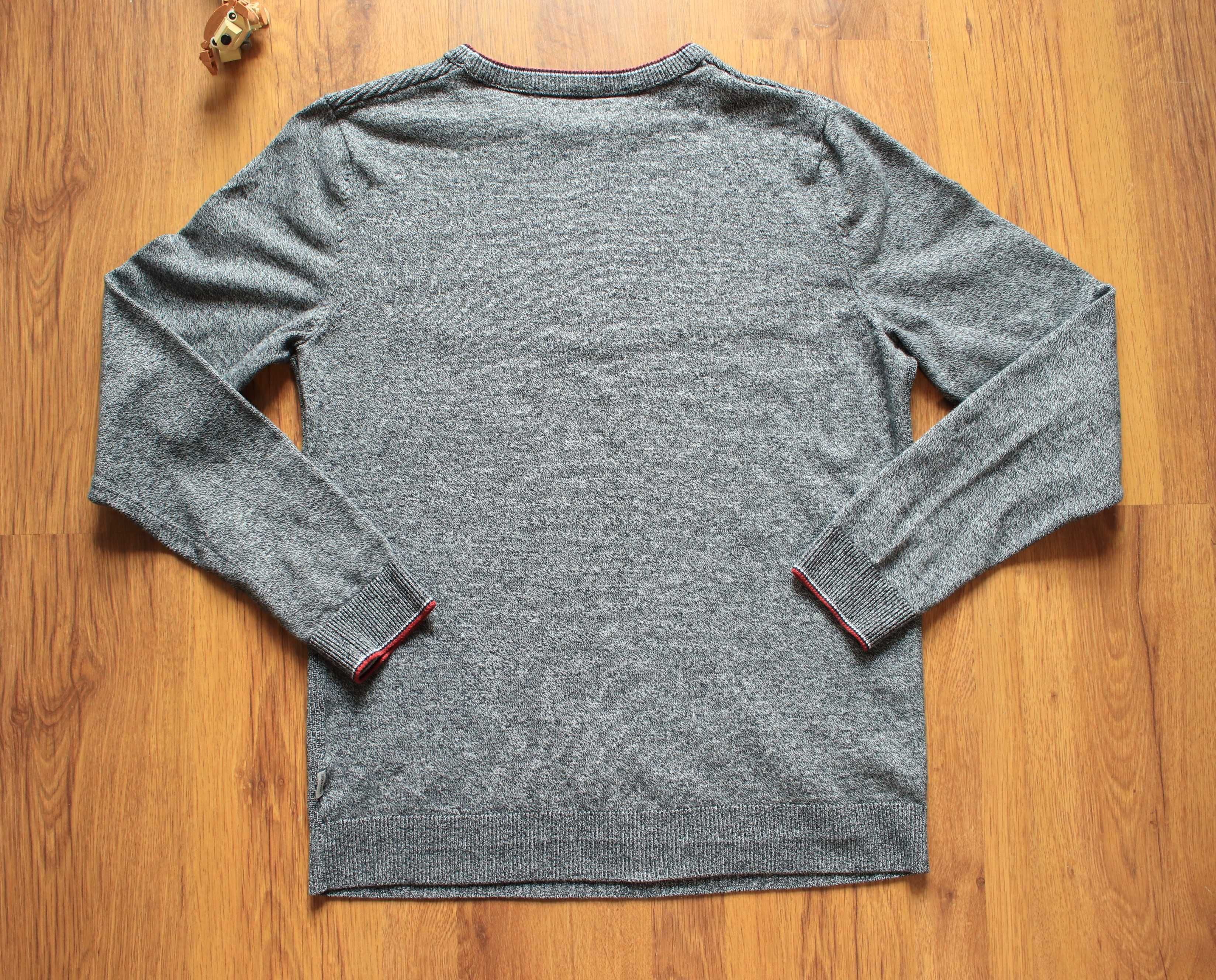 Sweter Jack and Jones r. S szary bawełniany męski dł. rękaw
