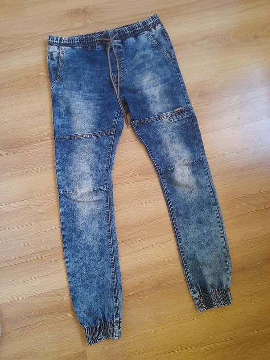 Spodnie jeansy joggery męskie ok s