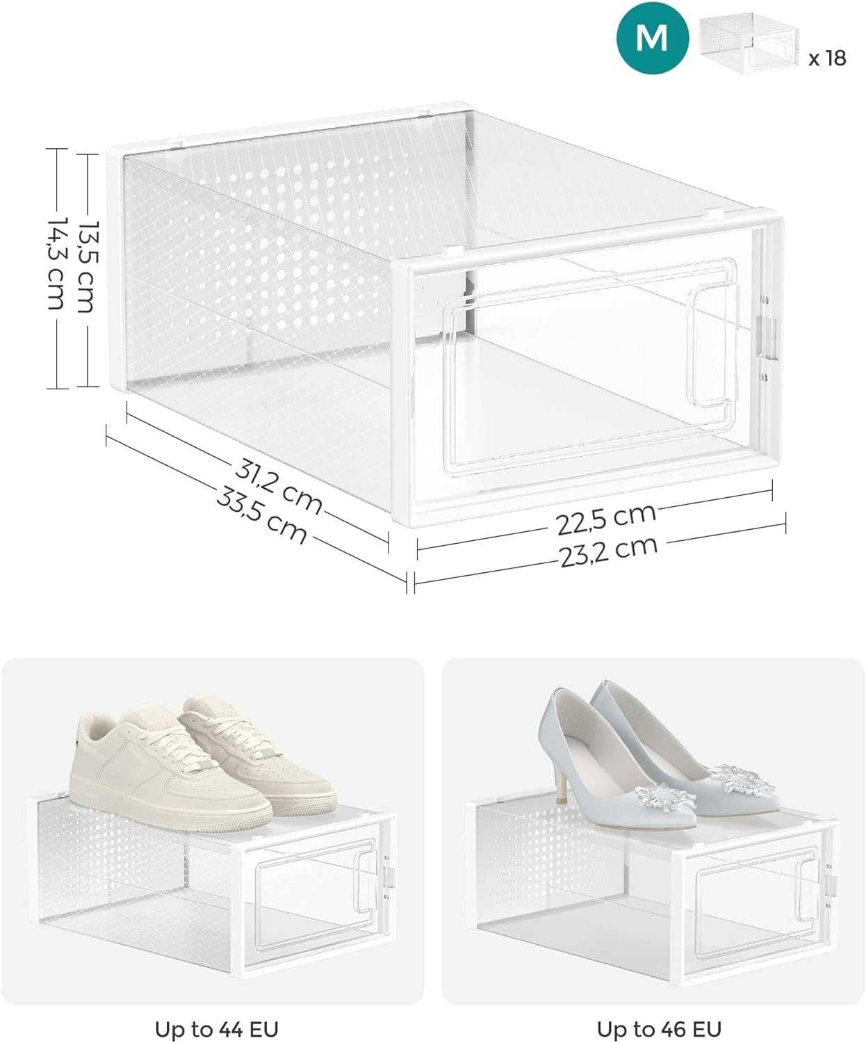 5M29 zestaw pudełek 18 x pudełko na buty garderoba szafa organizer