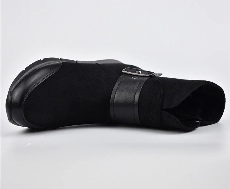 Wysokogatunkowe Buty Botki Damskie Rozm. 37 Klamra Zamsz Skóra Natural