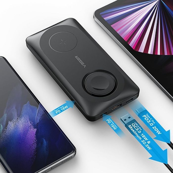 VEGER powerbank 10000 mAh z ładowaniem indukcyjnym kompatybilny z