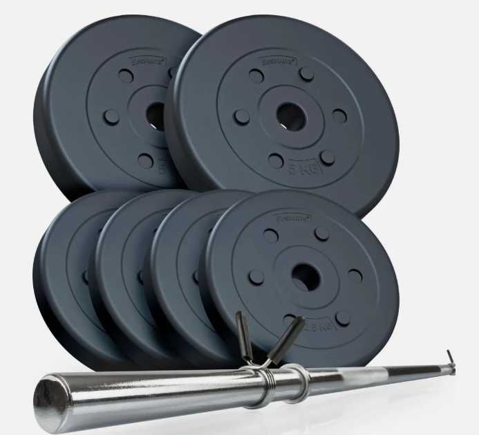 Zestaw hantli - ciężarki 20 kg (2x5 4x2,5 sztanga 3-częściowa 140 cm