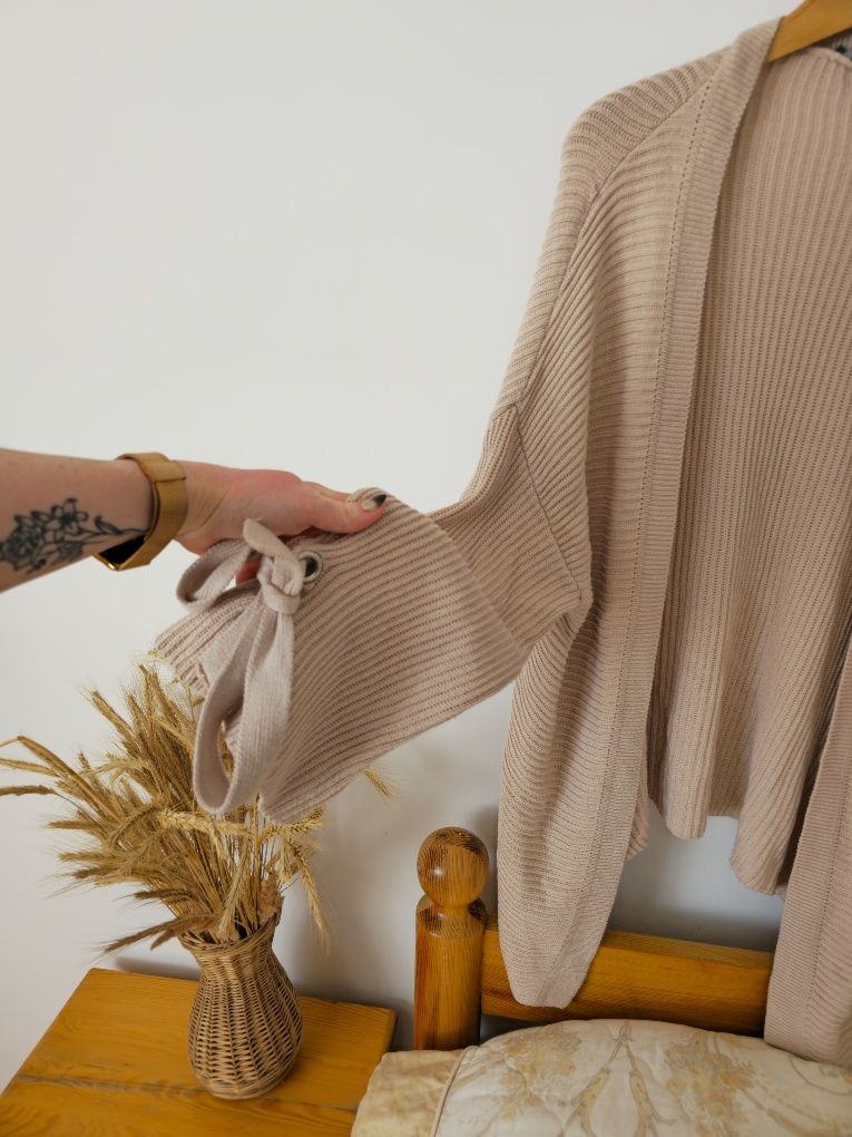 Pudrowy róż luźny oversize szeroki obszerny kardigan sweter primark L