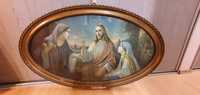 Obraz Jezus 120x75 cm w owalnej ramie RETRO VINTAGE