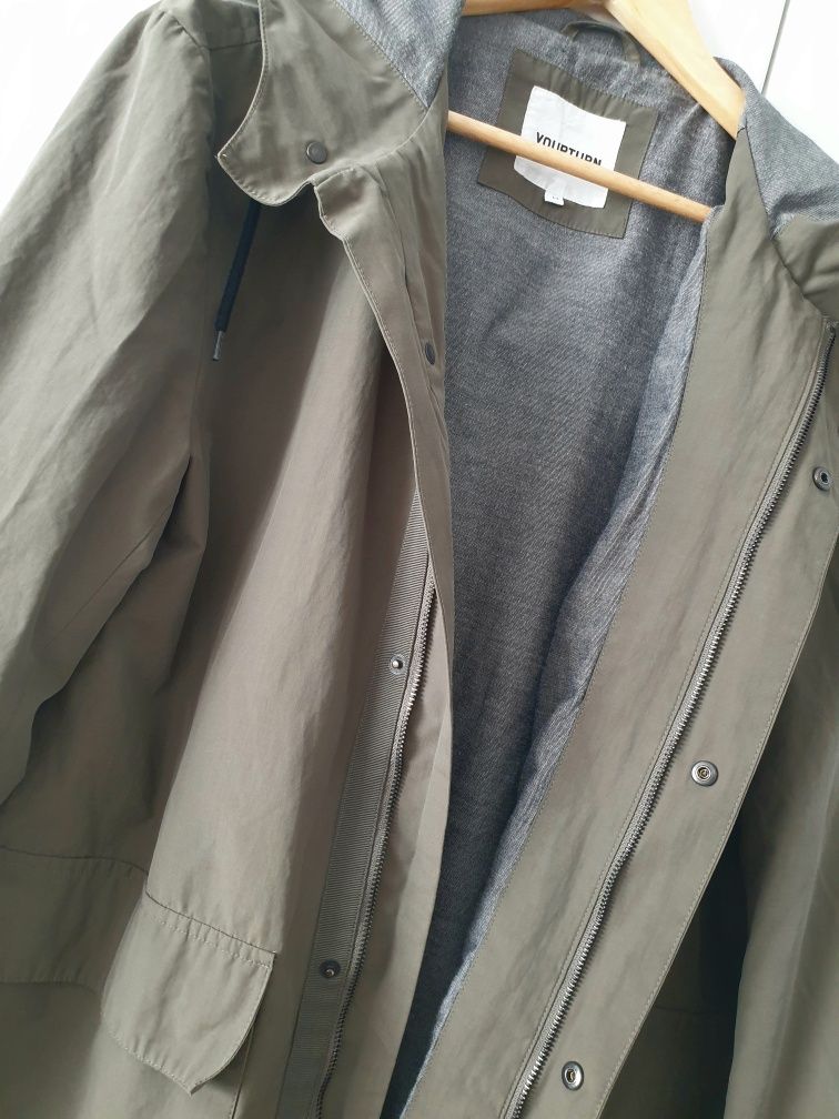 Lekka kurta męska, parka khaki, rozmiar M