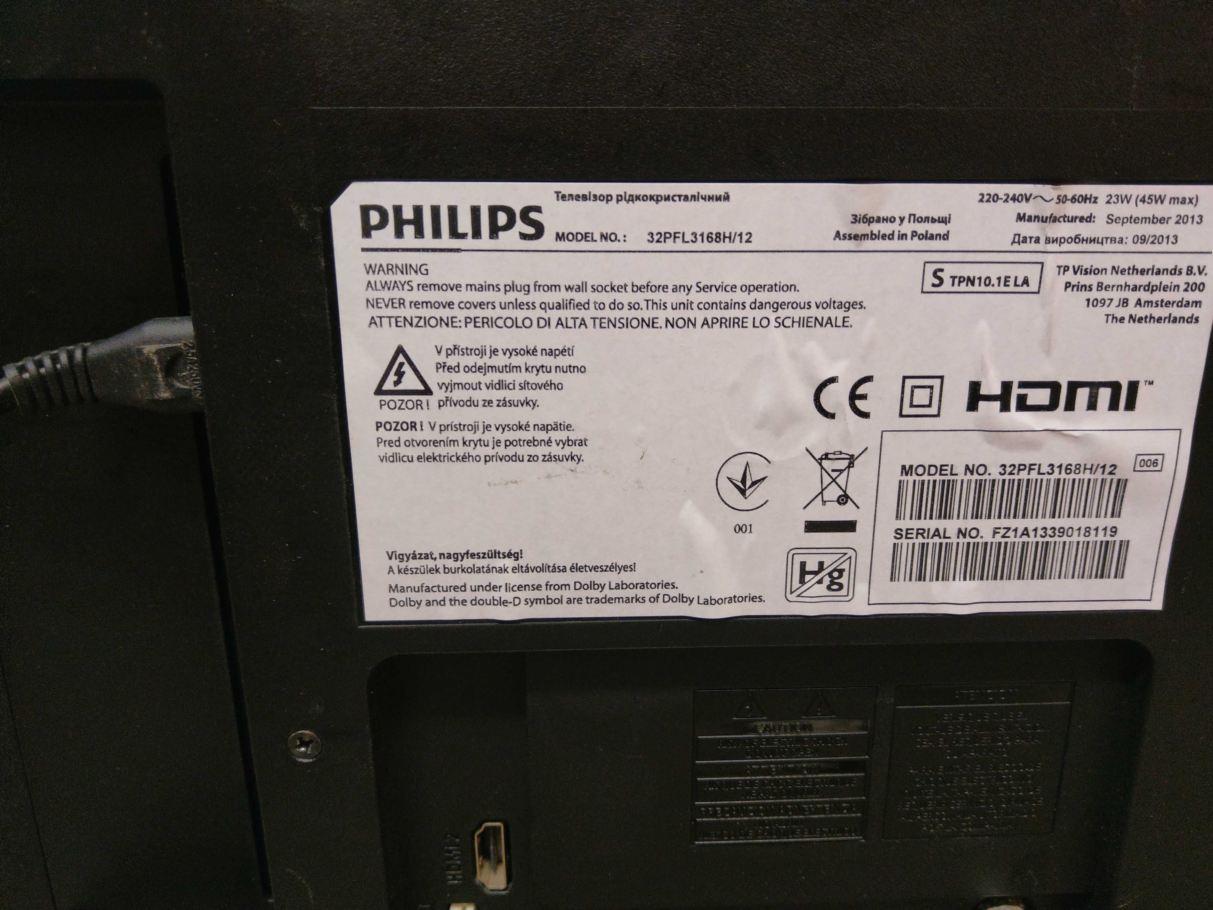 TV Philips 32 cale 32PFL3168H/12