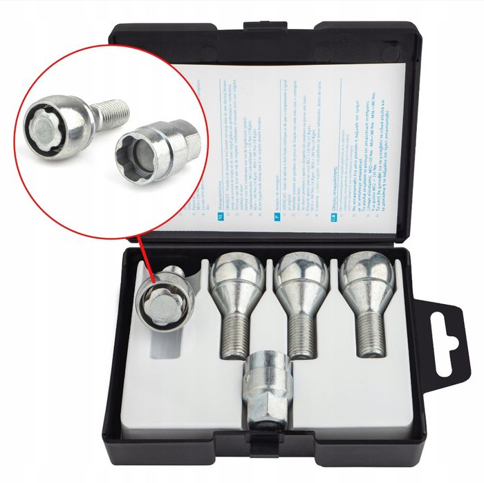 Komplet śrub zabezpieczających antykradzieżowych Renault Opel, Fiat