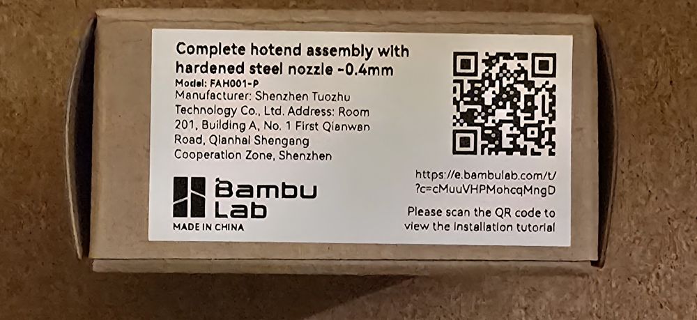 Bambu Lab P1P P1S kompletny hotend 0,4 0,6 mm stal hartowana