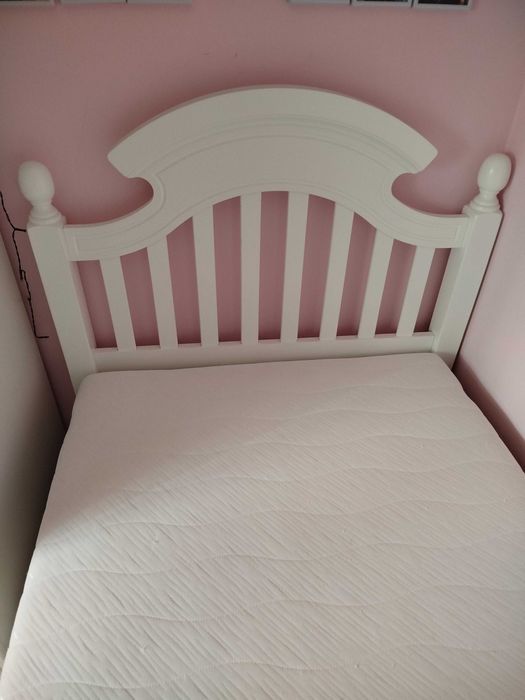 Łóżko białe 90x200 Lizbona, materac