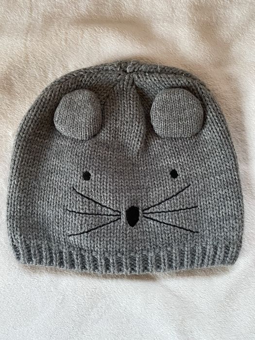Szara czapka z uszami 4-8 lat one size myszka h&m na dziewczynkę