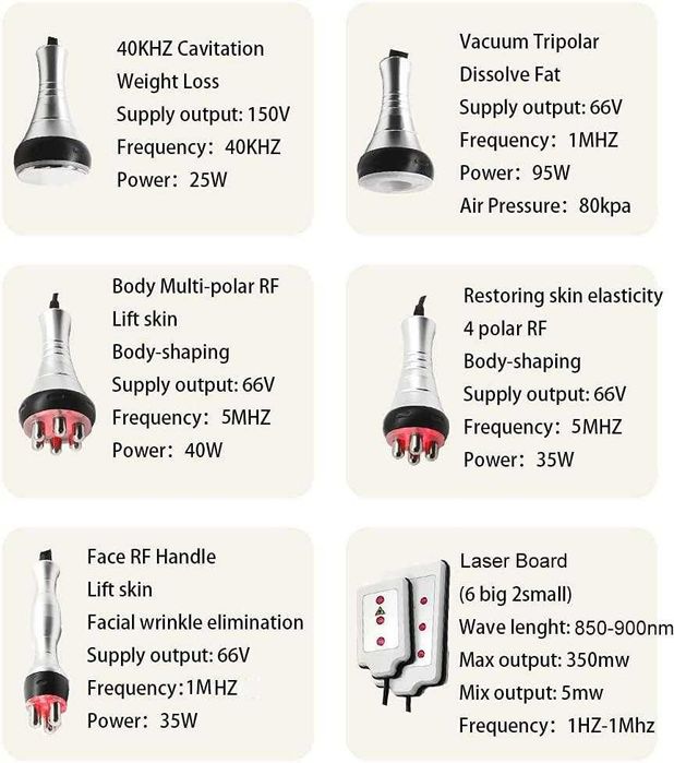 MAQUINA CAVITAÇÃO 6 EM 1 LIPO LASER + RF + VACUO