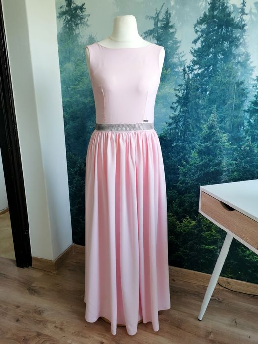 Długa sukienka, suknia, wieczorowa, różowa, dla Świadkowej Druhny maxi