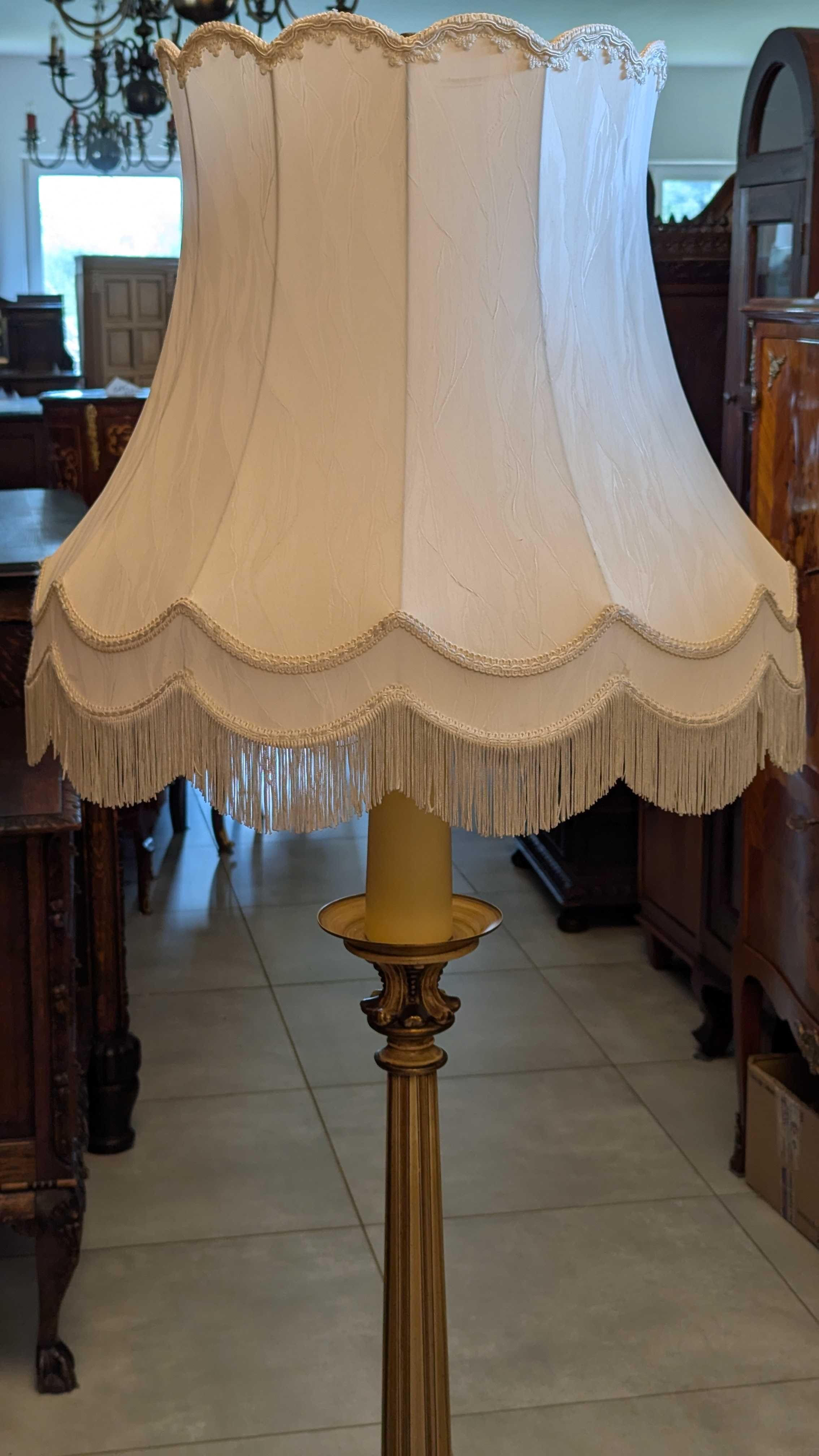 Piękna lampa podłogowa mosiądz,drewno-sklep Dąbrowa Górnicza