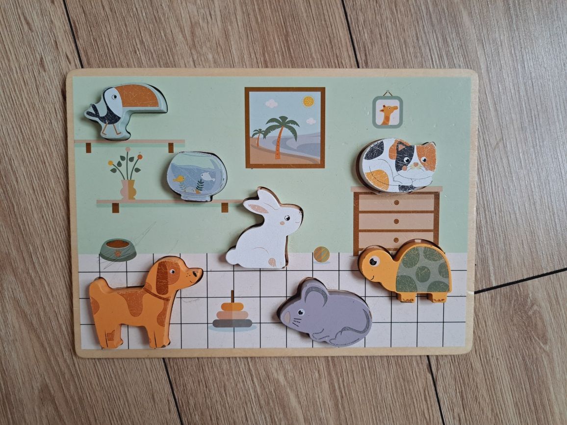 Zabawka drewniana układanka zwierzęta zwierzątka dla dzieci