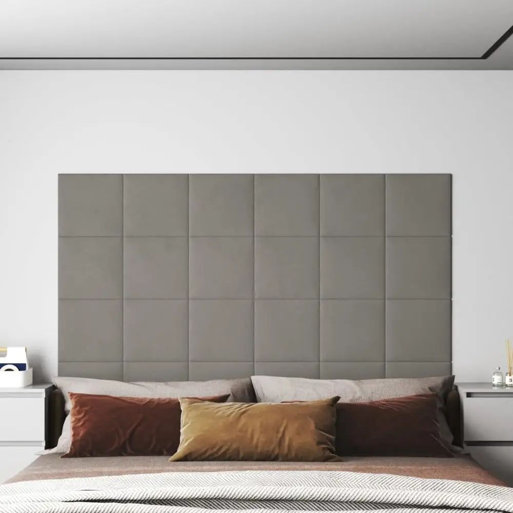 Panele Ścienne Vidaxl 12 Szt Jasnoszary 30 X 30 Cm Aksamit 1,08 M2