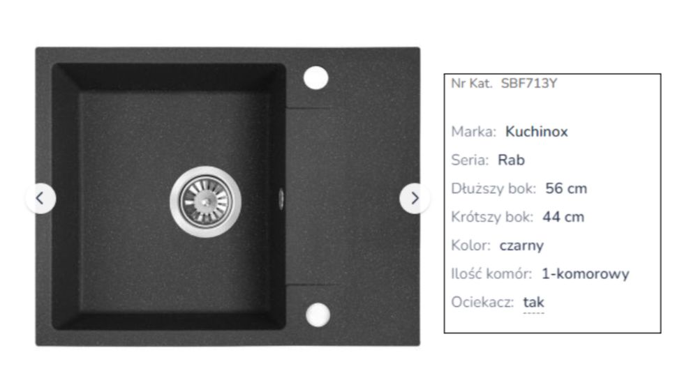 Zlewozmywak KUCHINOX Rab SBFA713Y Czarny (bez baterii)