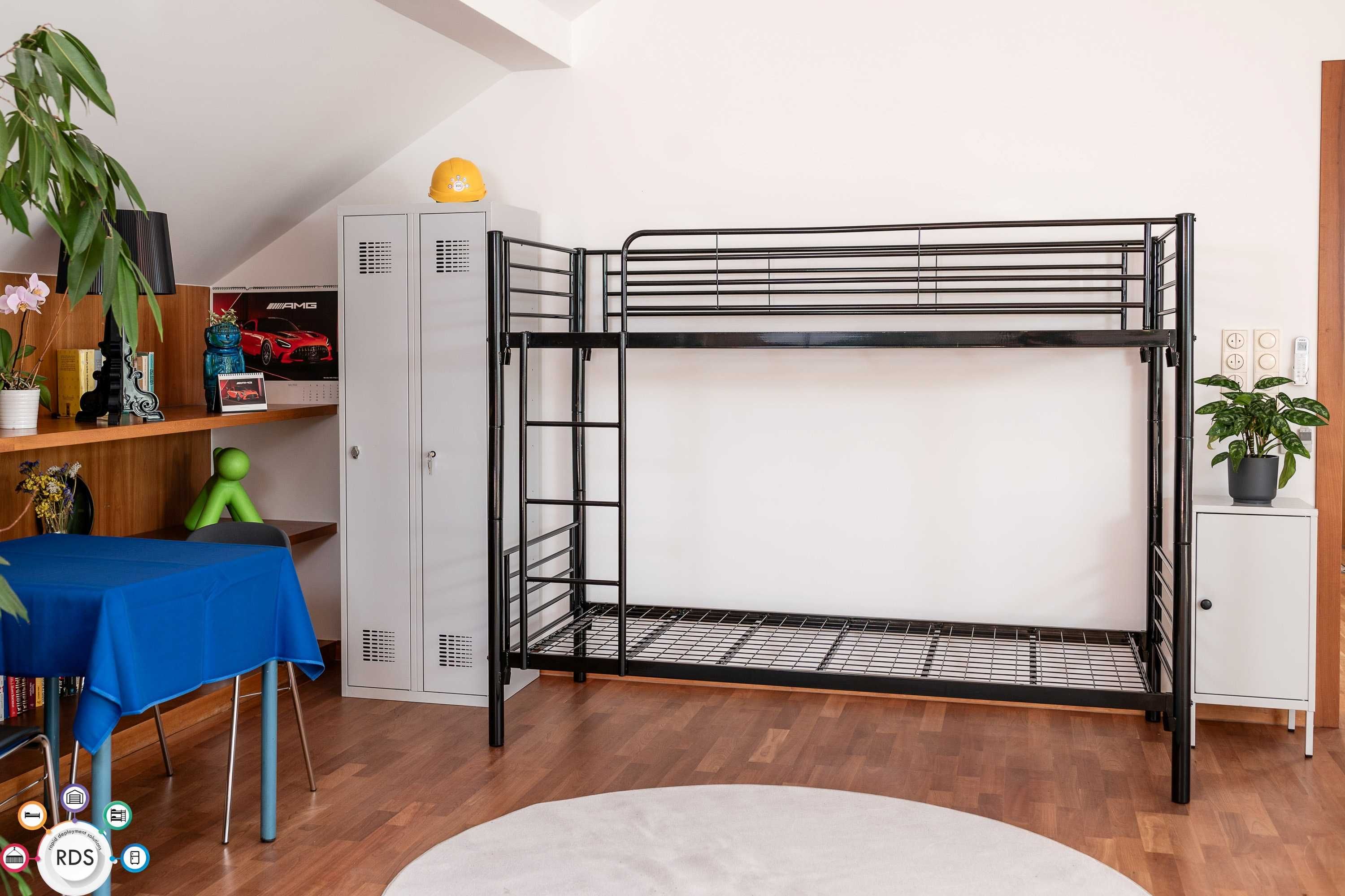 SOLIDNE Łóżko metalowe PIĘTROWE / POJEDYNCZE Wojskowe Hotelowe 200x90