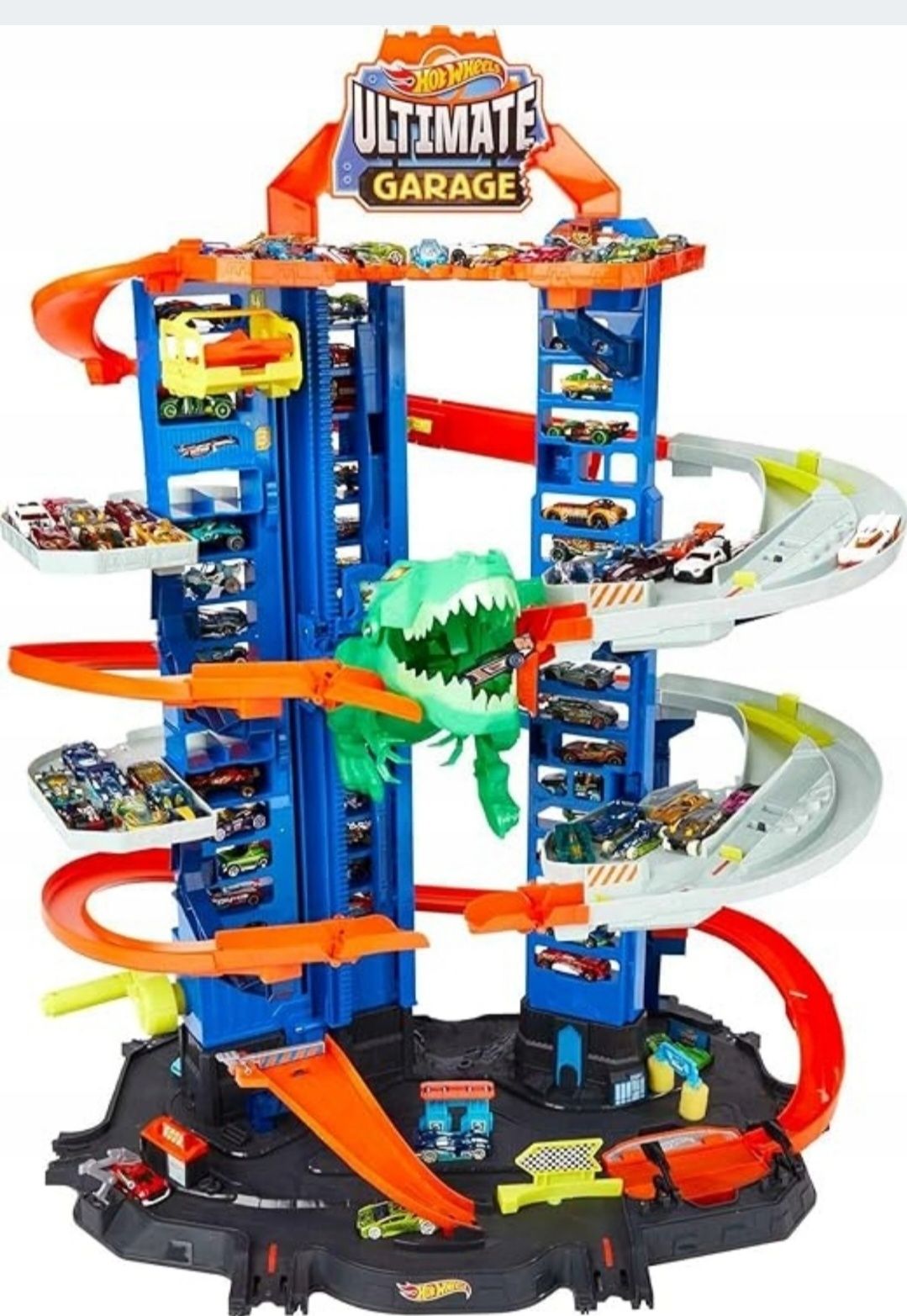 Hot Wheels City Mega Garaż T-Rexa, wielopoziomowy parking z miejscem n