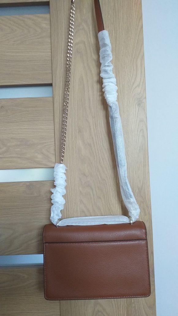 NOWA DKNY MAŁA Karan oryginalna skóra naturalna torebka crossbody brąz