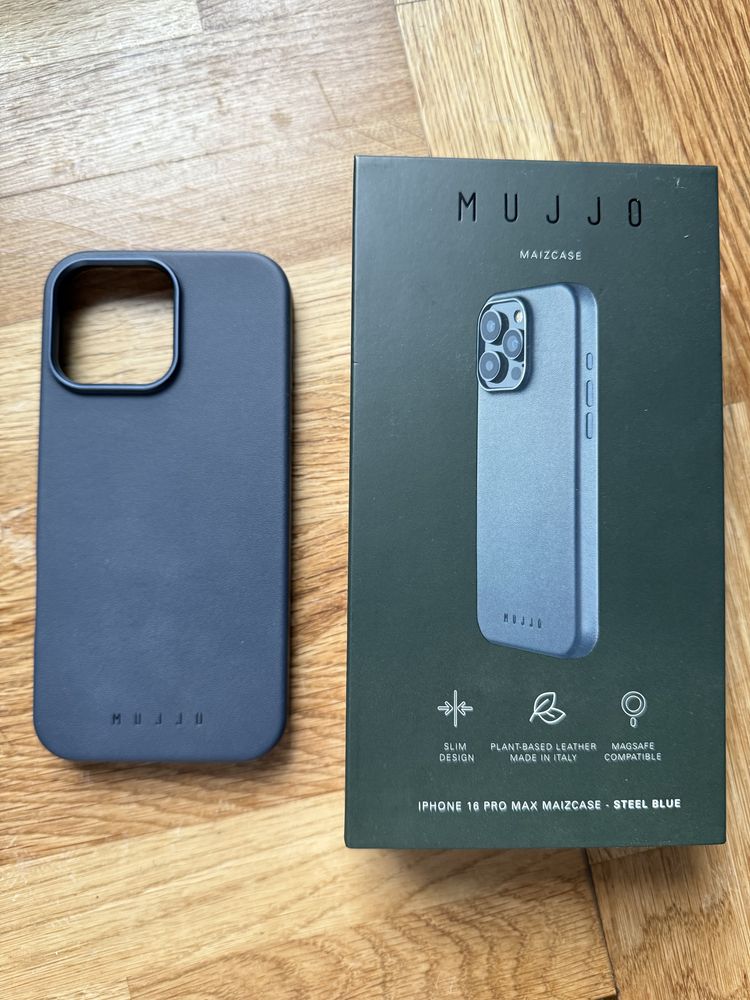Etui MUJJO Full Leather Case do Iphone 16 Pro MAX kolor Steel Blue