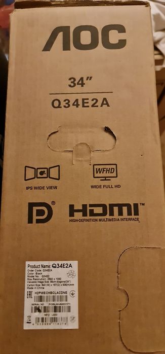 Monitor AOC Q34E2A 34'' Ultrawide IPS WFHD HDMI