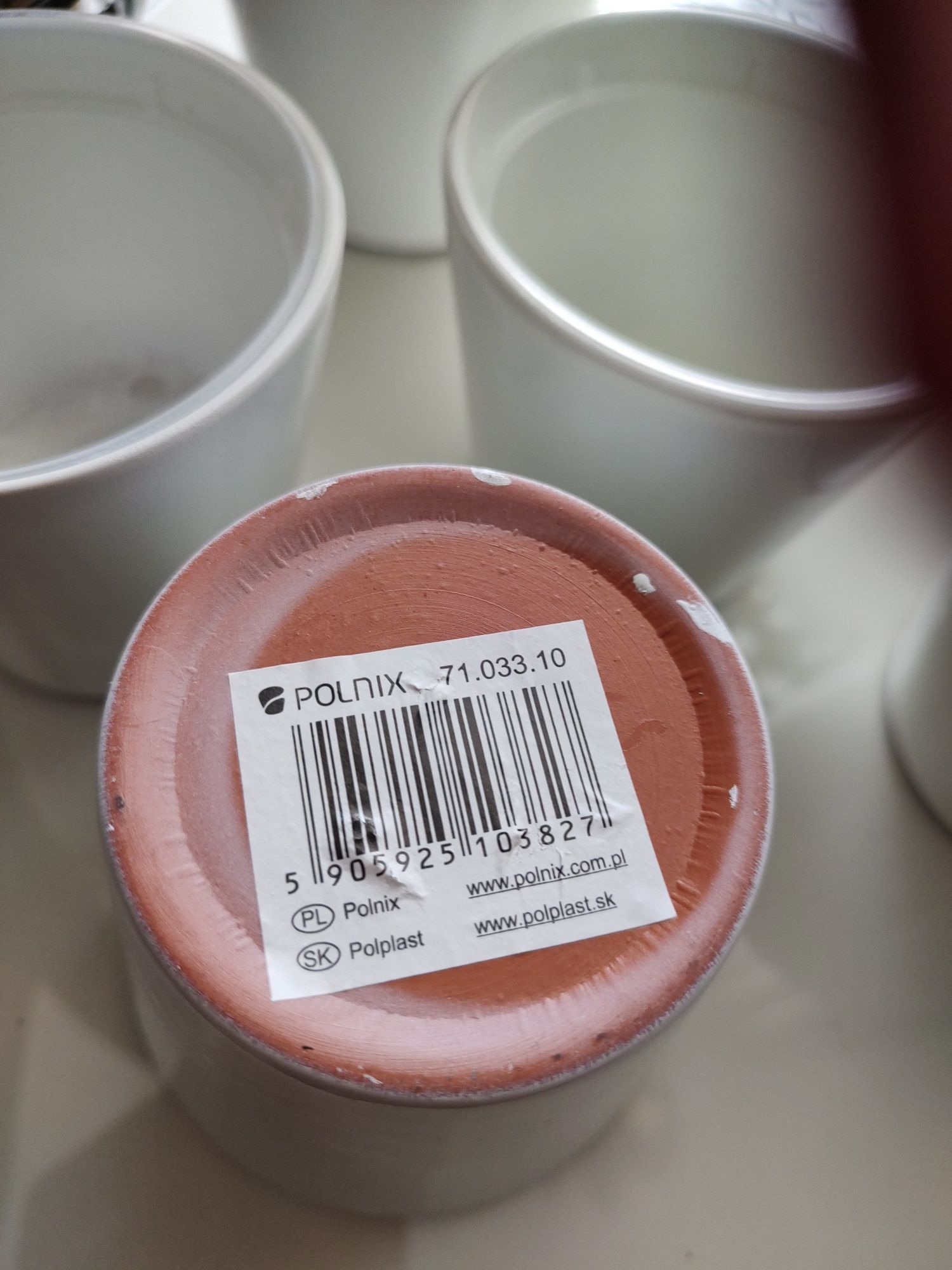 9x doniczka osłonka Polnix ceramiczna mała na kaktusy z wkładem plasti