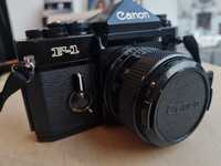 Aparat analogowy Canon F1 + obiektyw  Canon  50 mm f 1.4 + pasek.