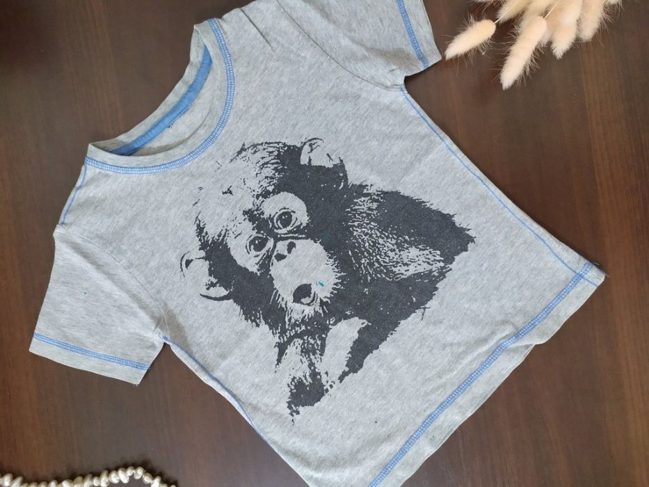 Стильная х/б футболка с забавной обезьянкой р.92-98