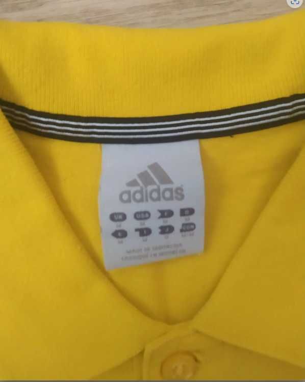 T-shirt polo w paski Adidas żółto szary rozmiar M