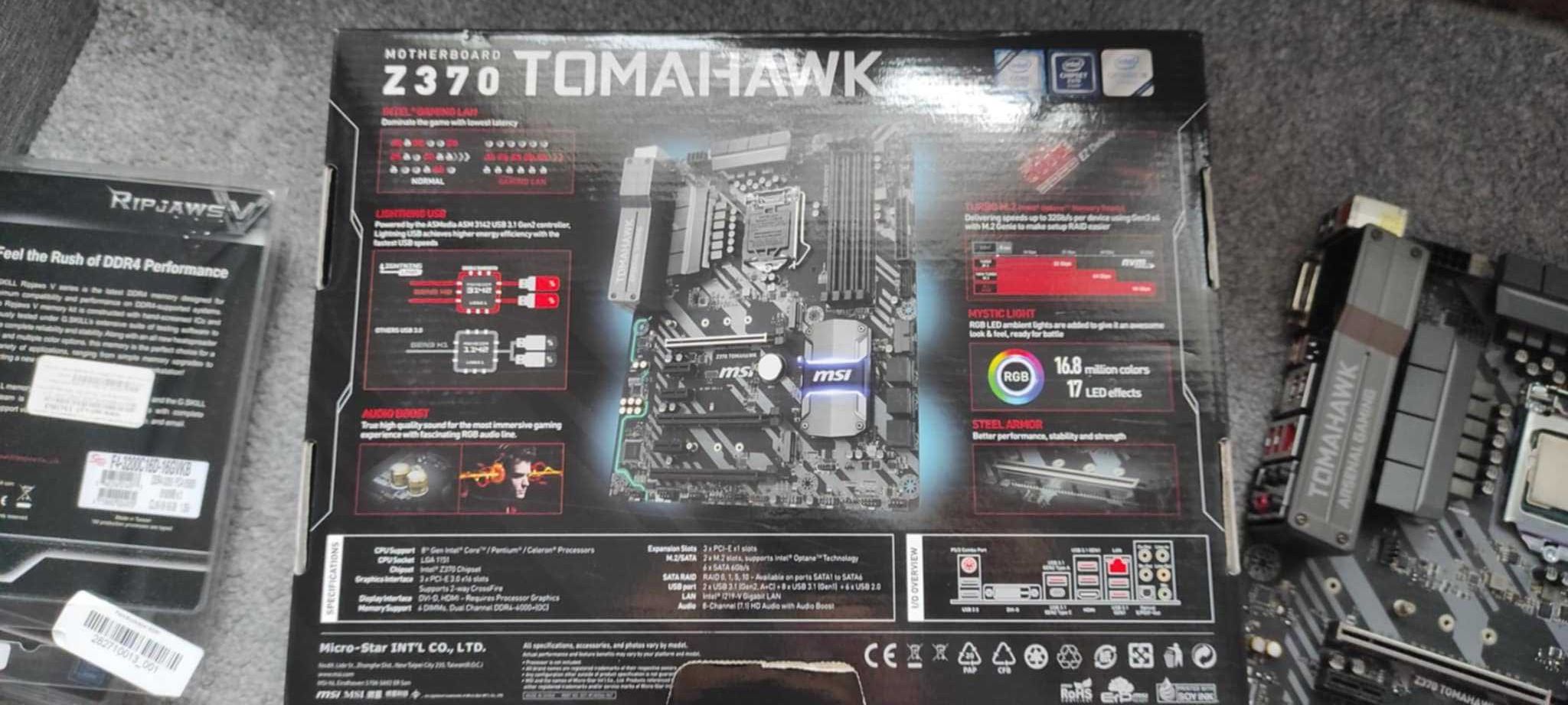 Procesori7 9700k płyta Z 370 TOMAHAWK 32gb ram ddr4 3200 +kar sieciowa