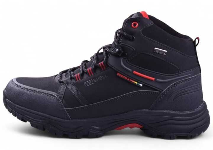 Buty Męskie Zimowe BADOXX SoftShell za kostkę czar/czerw r.42 wys.24h