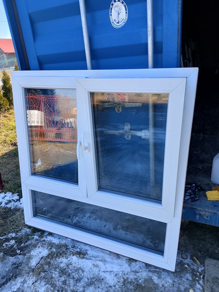 Okno 130x130 złoty dąb nowe 3 szybowe rozwierno uchylne ruchomy slupek