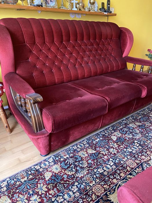 Komplet wypoczynkowy z czasów PRL kanapa + fotele