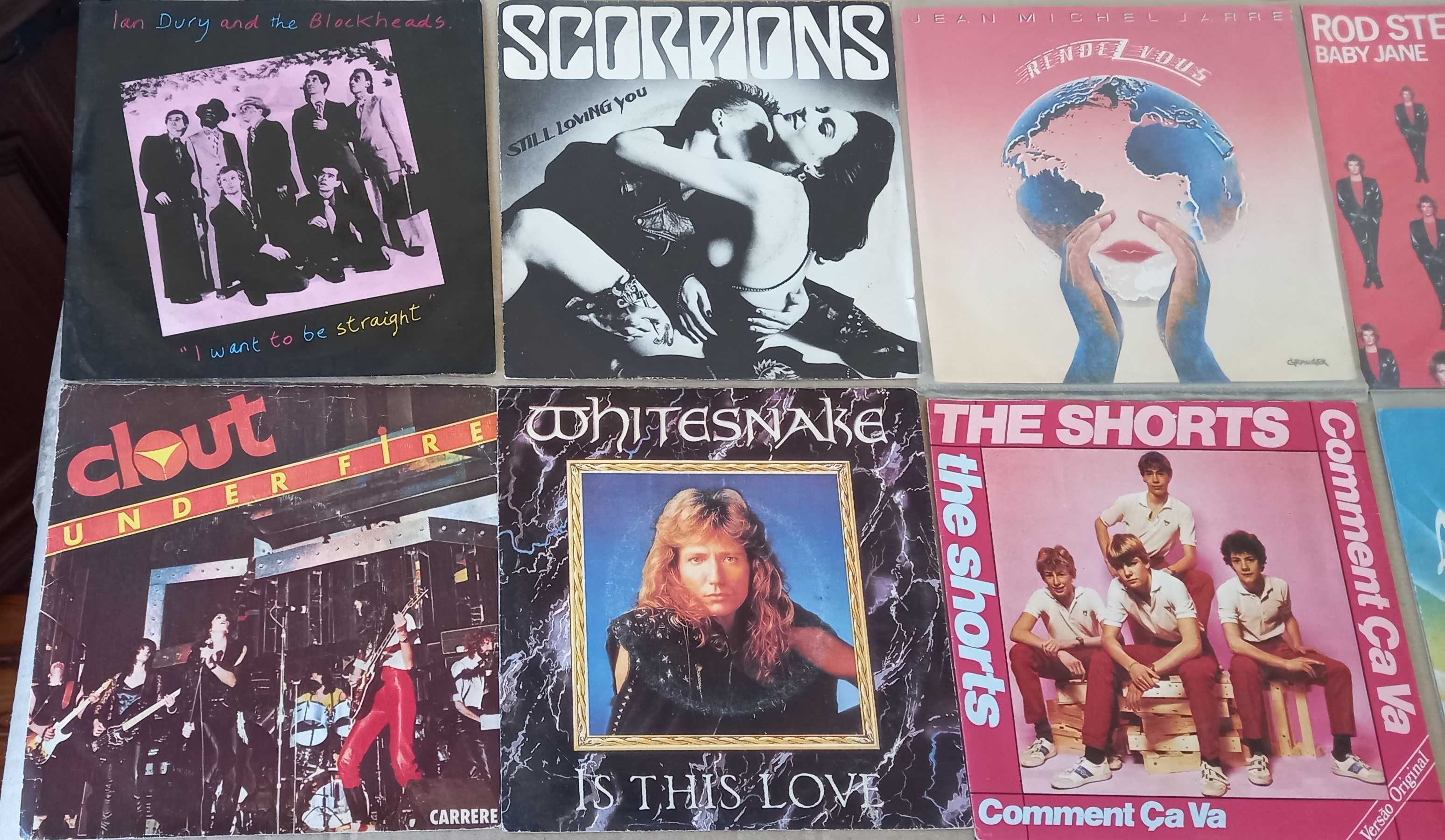 Vários singles  Jarre Whitesnake Scorpions Ian Dury Rod Stewart