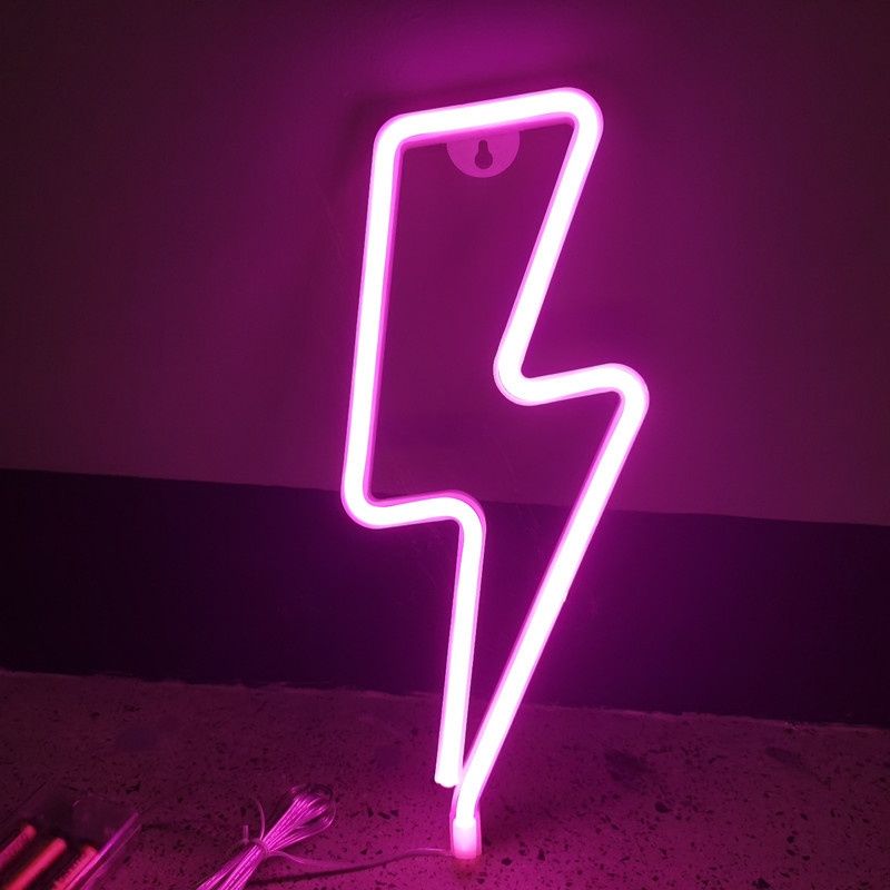 Neon LED piorun błyskawica - różowy strajk kobiet