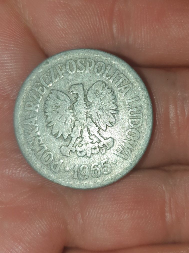 Moneta 1 zł z 1965 roku stan bardzo dobry dla kolekcjonera PRL.