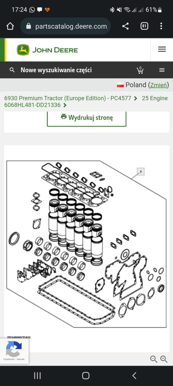 Zestaw naprawczy silnika john 6920